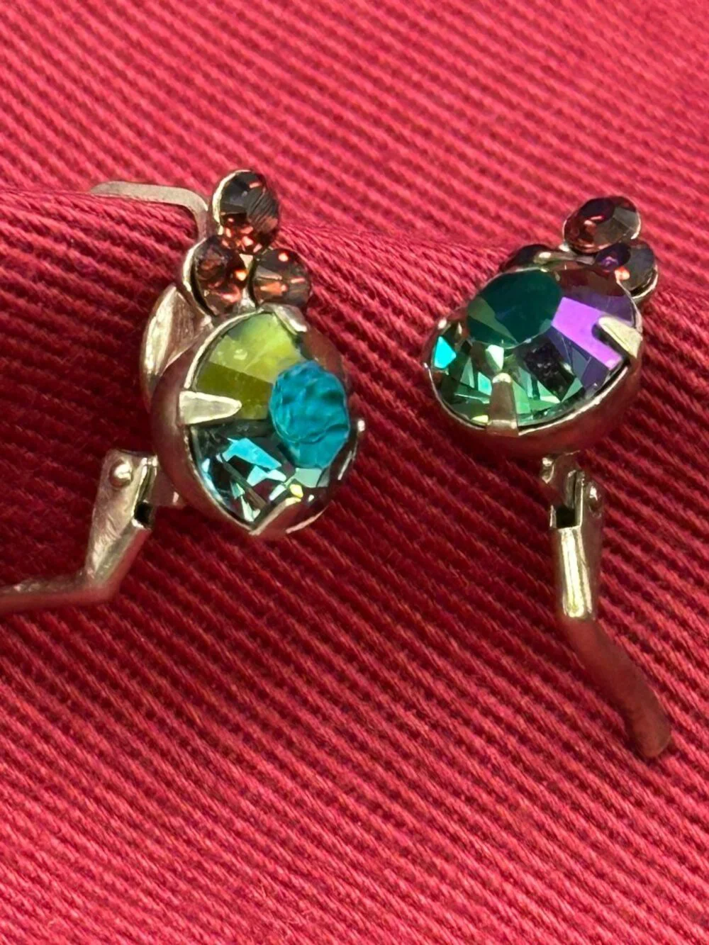 Sorrelli Earrings AB Crystal & Trio of Red Crystals